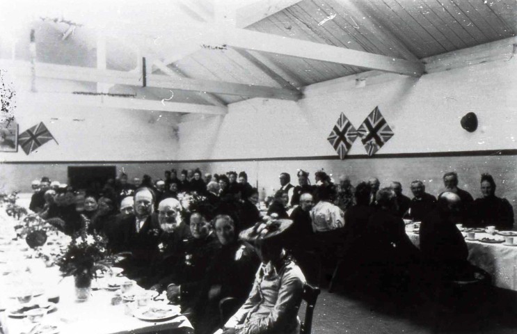 A tea for the elderly residents was held in The Drill Hall for Queen Victorias Diamond Jublee in 1891